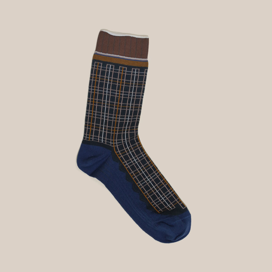 Blue Grid Socks by Exquisite J