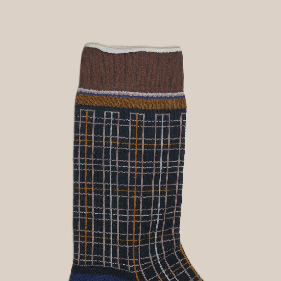 Blue Grid Socks by Exquisite J