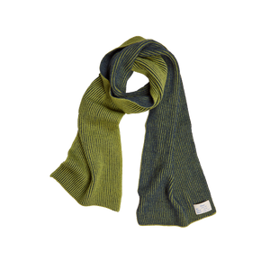 Knitted Merino Scarf - Green/Navy