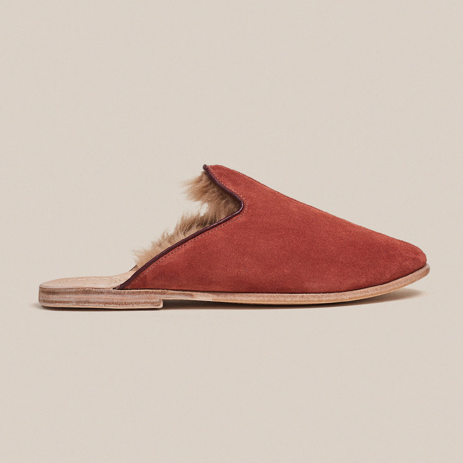 Rust Suede Shearling Baba (Mens)