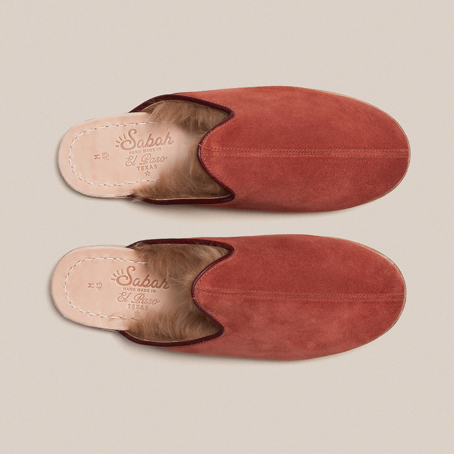Rust Suede Shearling Baba (Mens)