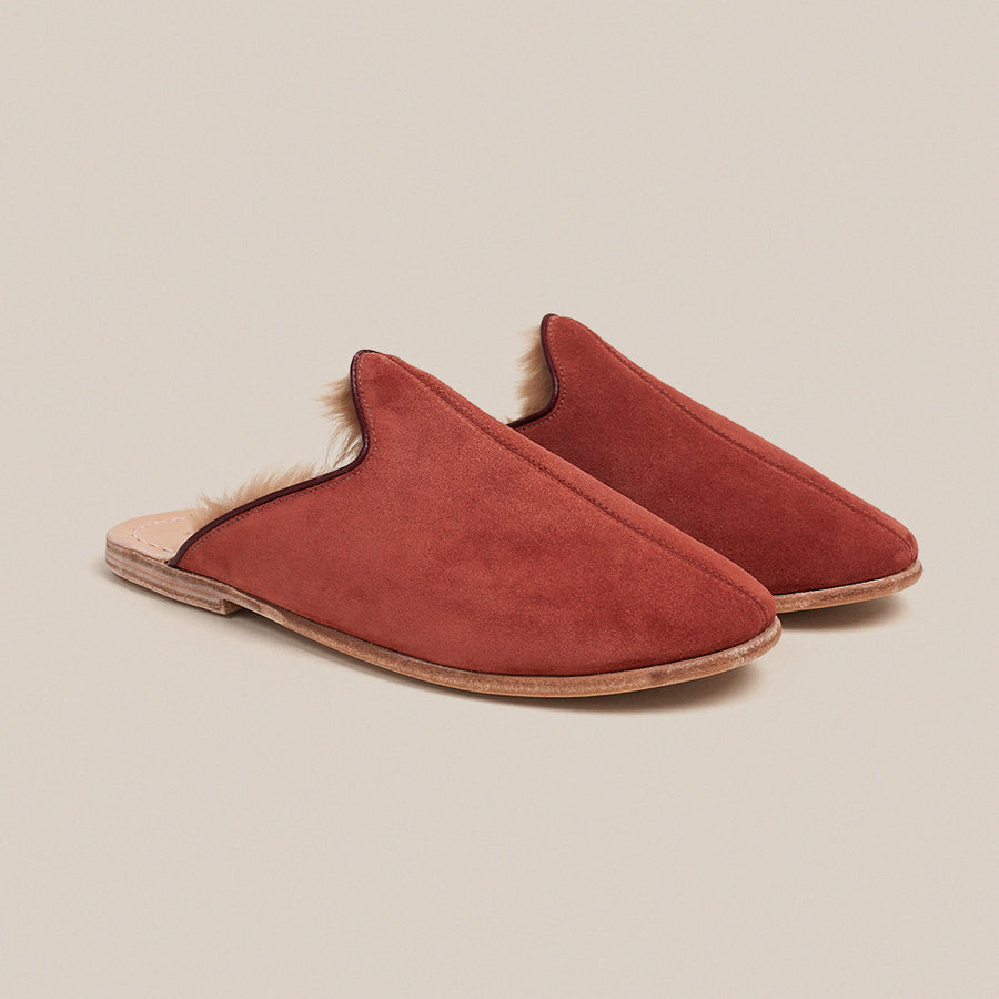 Rust Suede Shearling Baba (Mens)