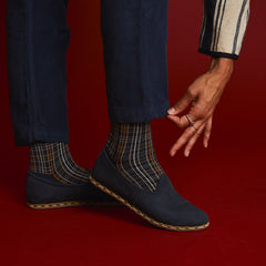 Blue Grid Socks by Exquisite J