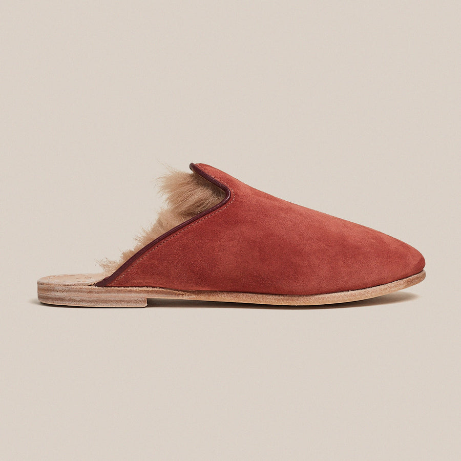 Rust Suede Shearling Baba (Womens)