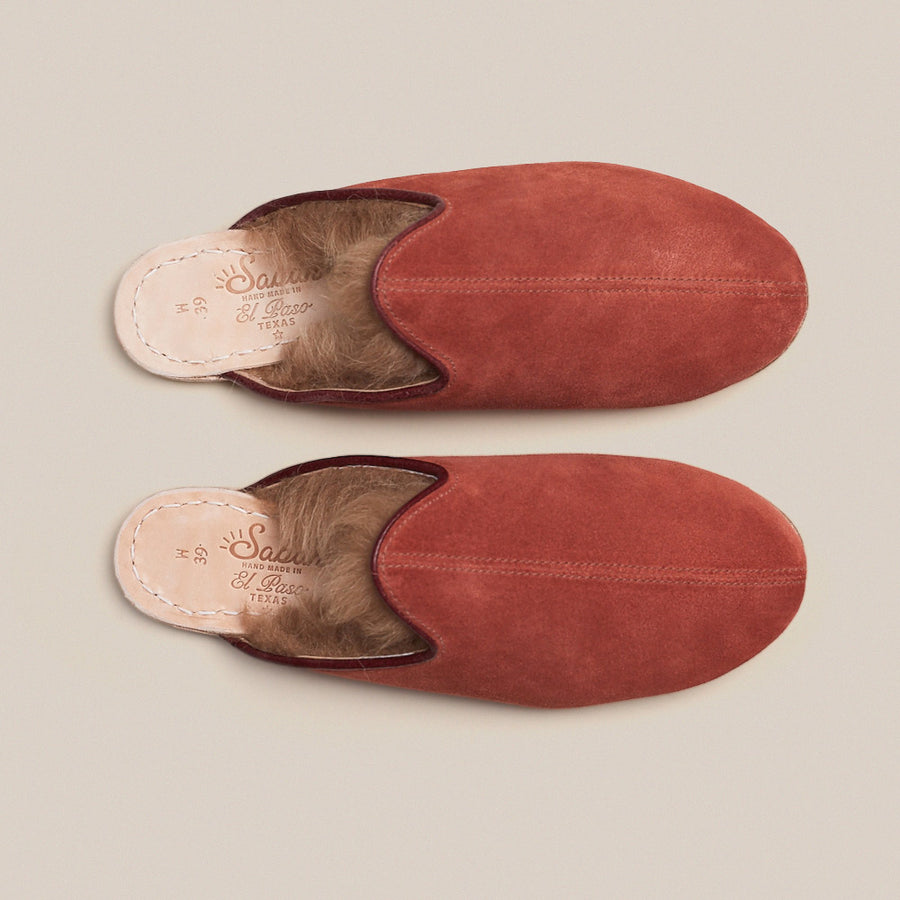 Rust Suede Shearling Baba (Womens)