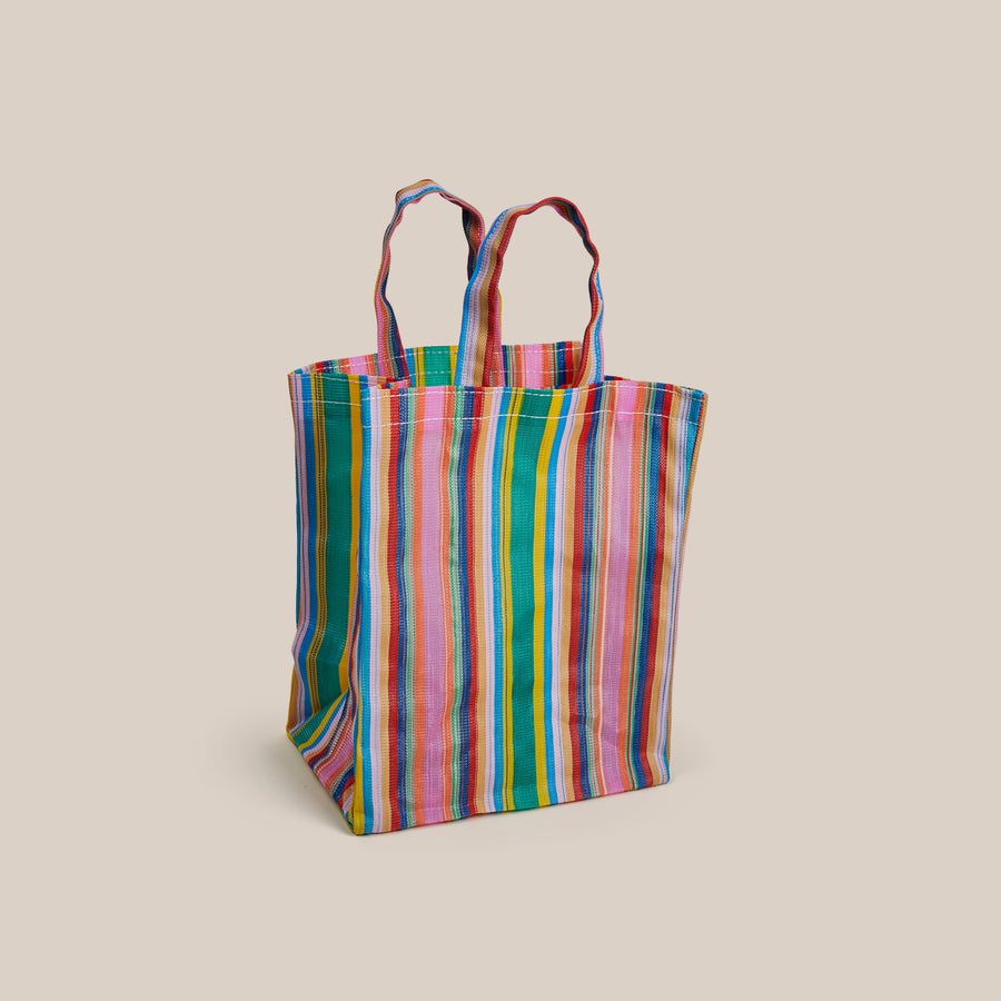 Large Playa Bag by Elena Made This - Pink/Green Stripes