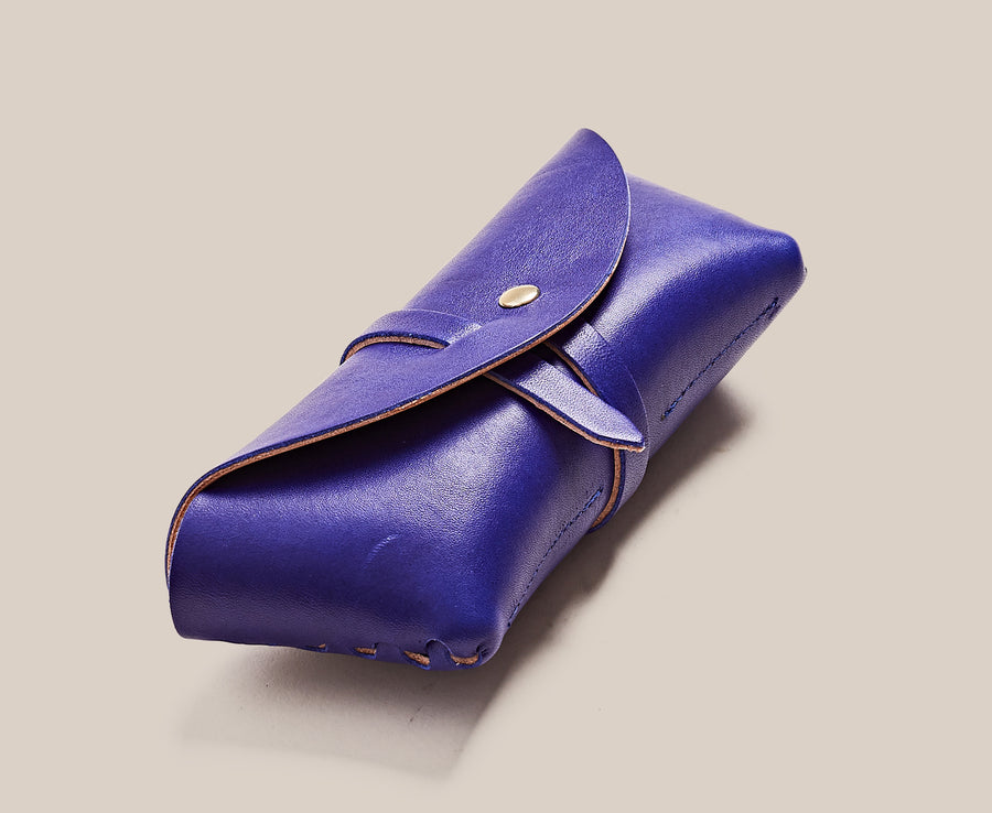 Leather Glasses Case - Sabah Blue