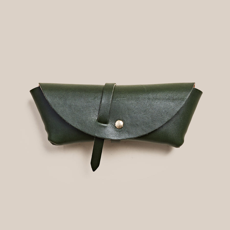 Leather Glasses Case - Denali Green