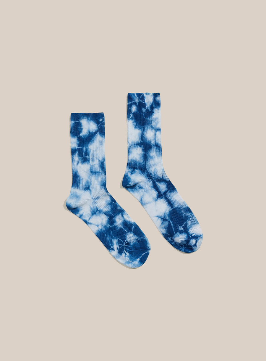 Hand Tie-Dyed Indigo Socks By Philip Huang