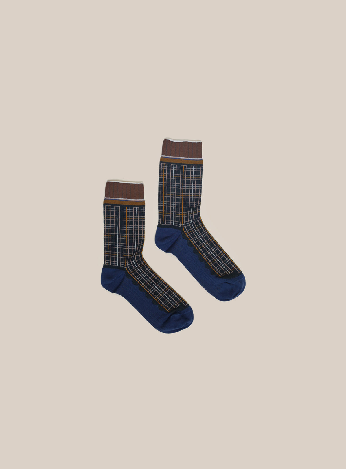 Blue Grid Socks by Exquisite J