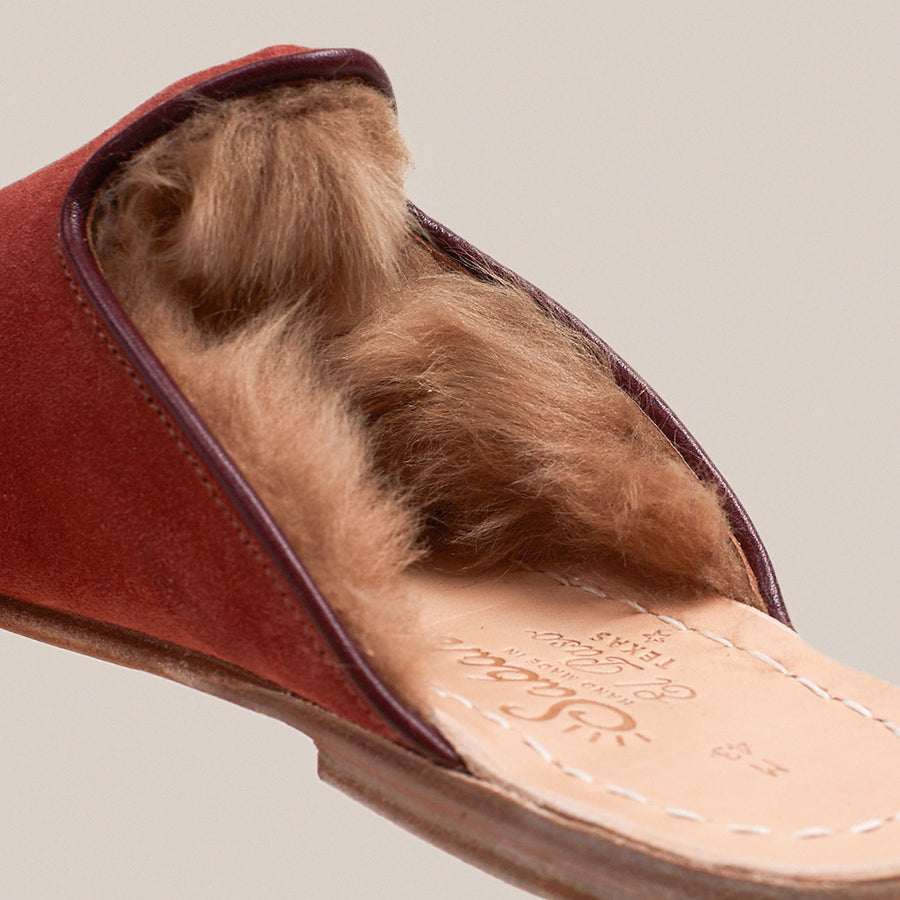 Rust Suede Shearling Baba (Mens)