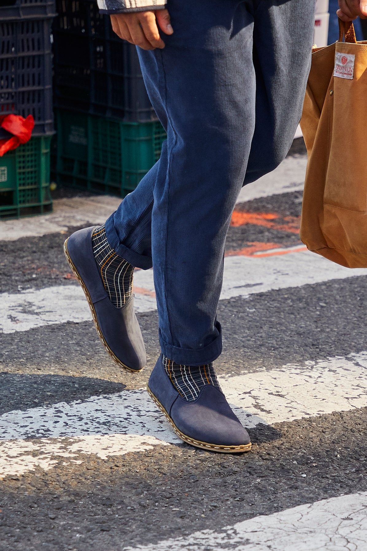 Blue Grid Socks by Exquisite J