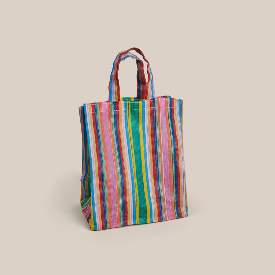 Large Playa Bag by Elena Made This - Pink/Green Stripes