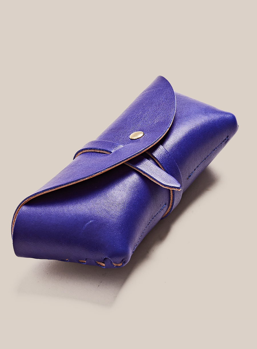 Leather Glasses Case - Sabah Blue