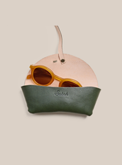 Leather Glasses Case - Denali Green