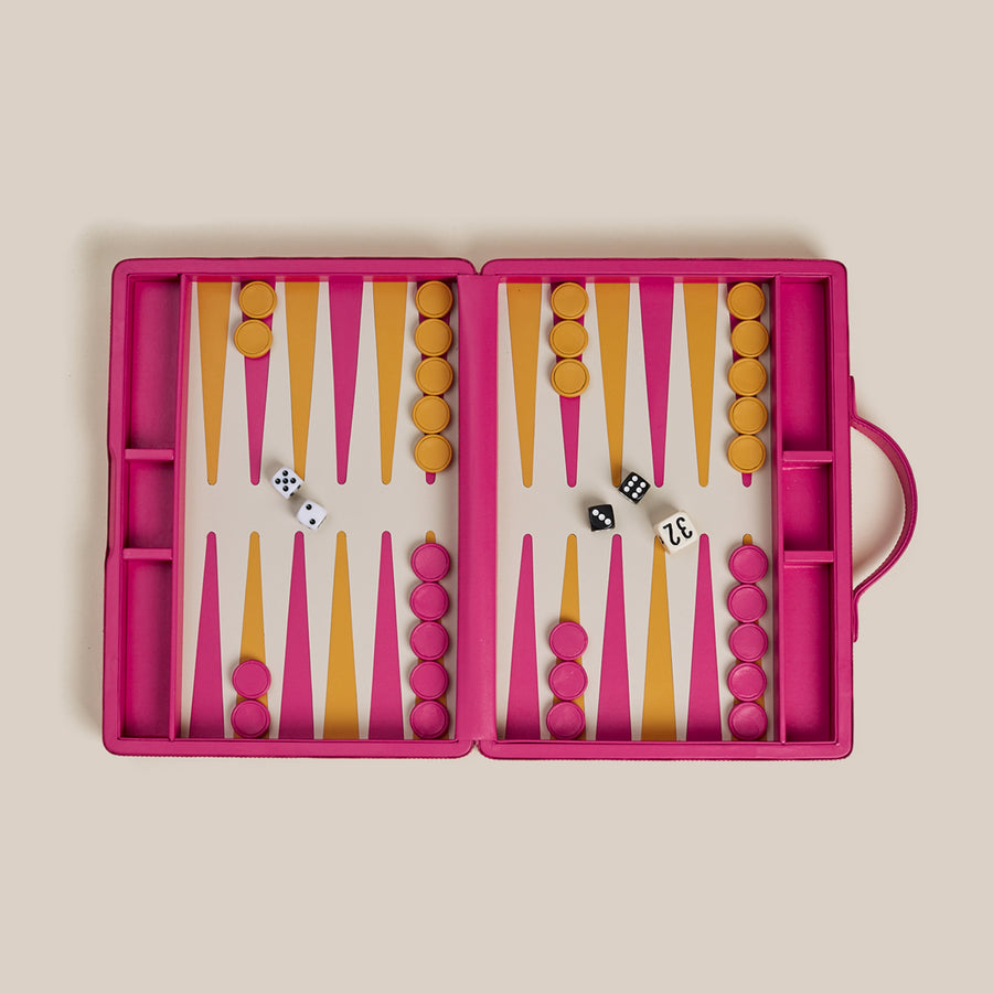 Backgammon Traveler's Case Set - Condesa Pink