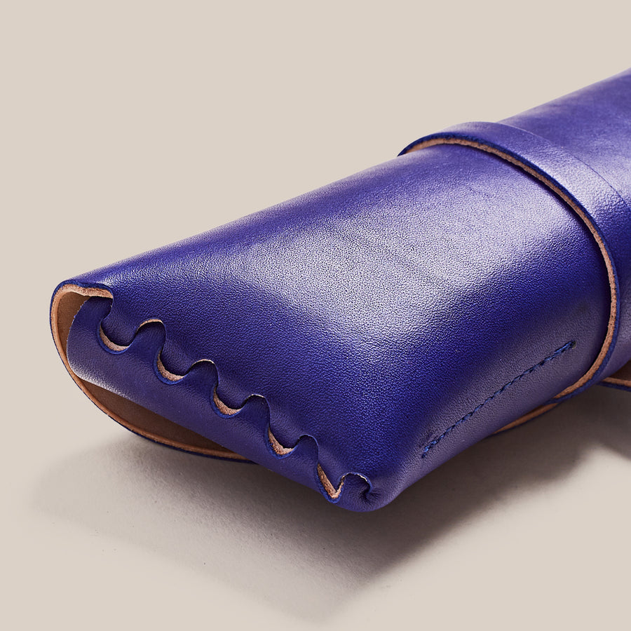 Leather Glasses Case - Sabah Blue