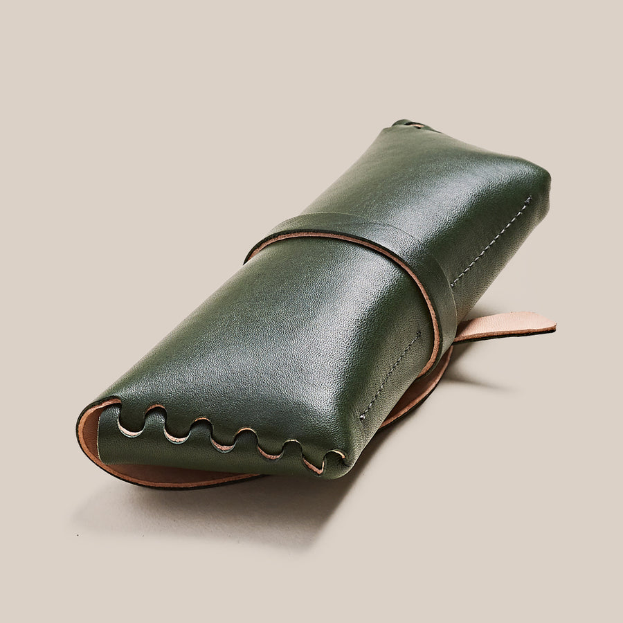 Sabah | Leather Glasses Case - Denali Green