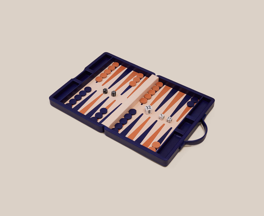 Backgammon Traveler's Case Set - Blue