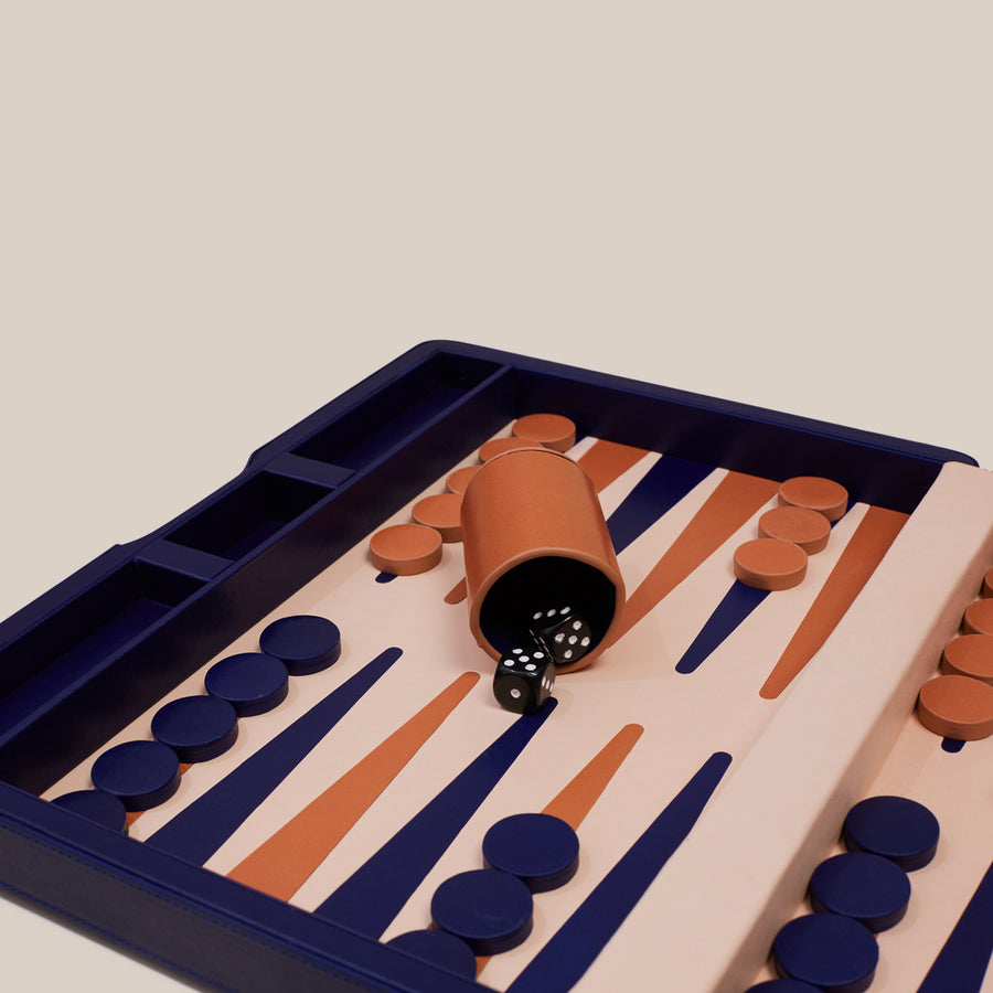 Backgammon Traveler's Case Set - Blue