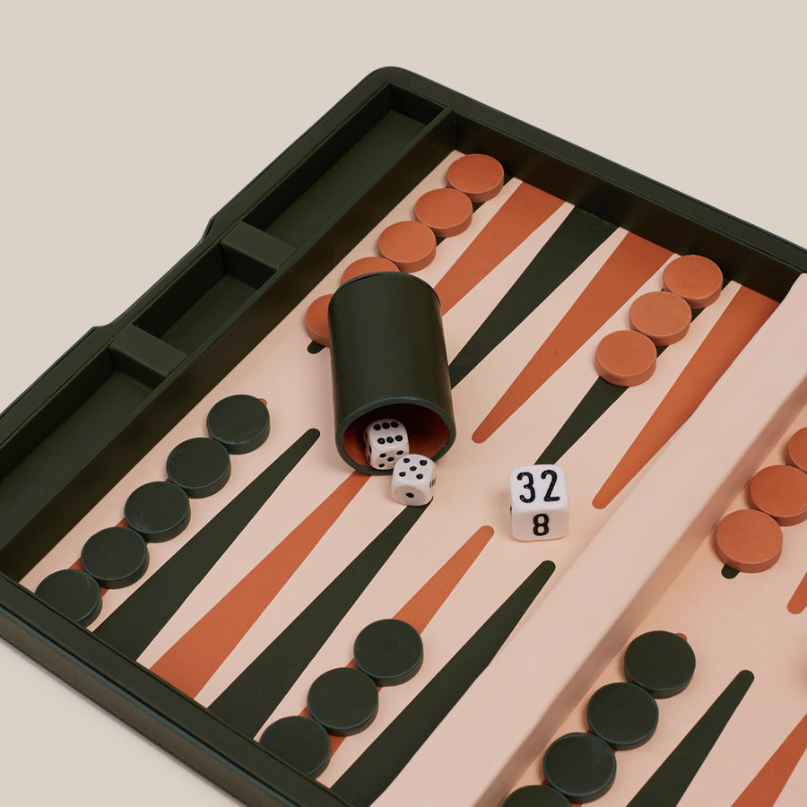 Backgammon Traveler's Case Set - Green
