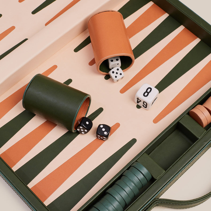 Backgammon Traveler's Case Set - Green