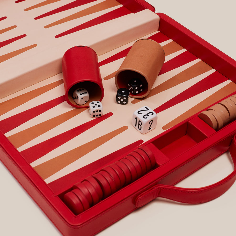 Backgammon Traveler's Case Set - Red