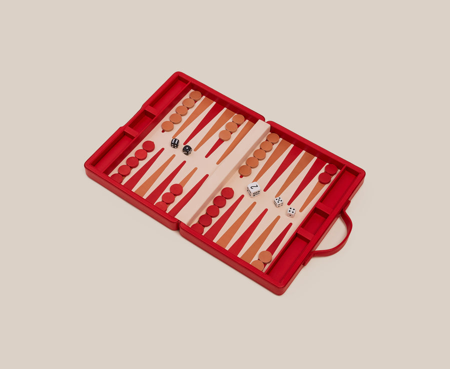 Backgammon Traveler's Case Set - Red